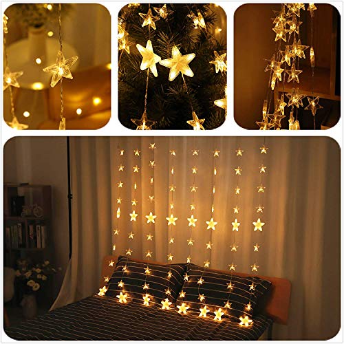 Areskey Estrella Cortina Luces De Cadena 144 LED 80 Estrella Luces De