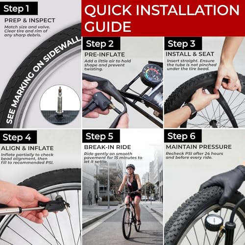 Fincci Pair of Air Cameras 29 x 2.1, 25 - 2.35 Inches – 48 mm Presta Inner Valve – for Road MTB Mountain Hybrid Bike Bicycle – Pack of 2