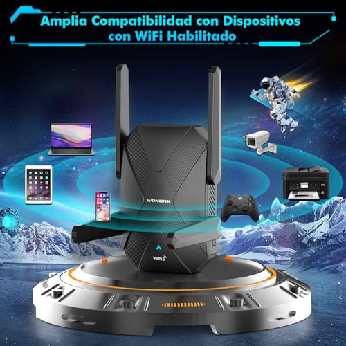 WONLINK WiFi 6 Repeater, AX1500M WiFi Signal Booster Dual Band 5/2.4Ghz, 4 Antennas, WPS, Signal Indicator, WiFi Extender Support Repeater/Router/Ap Mode Compatible with All Routers