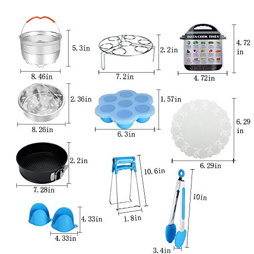 Accessories for Instant Pot,Accessories Compatible with 5/6/8Qt Instant Pot - 60 Pcs Cake Baking Papers,2 Steamer Baskets,Non-stick Springform Pan,Egg Rack,Egg Bites Mold,Kitchen Tong,Dish Plate Clip
