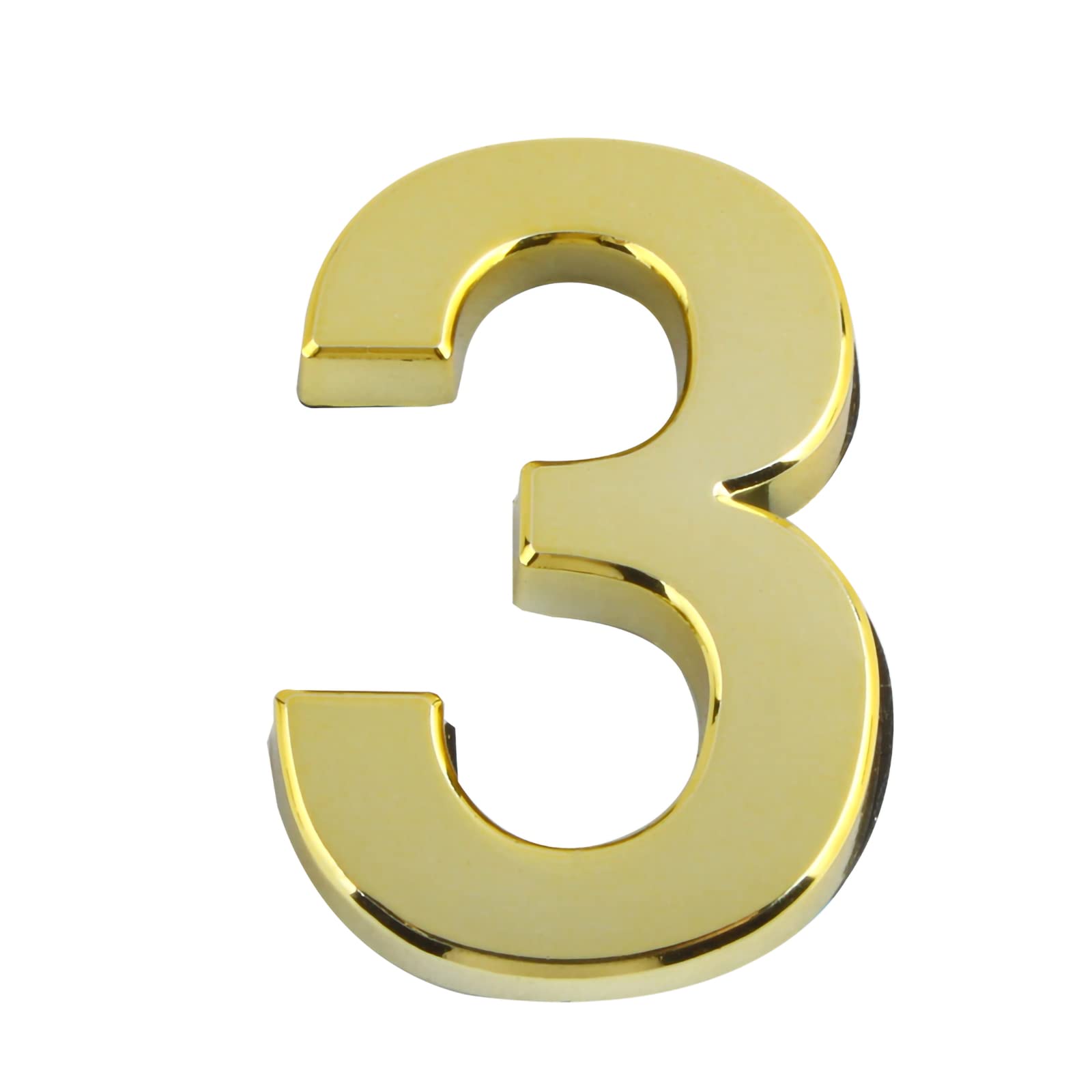 Larcele 2.75inch/70mm Self-stick Modern House Number ABS Address Numbers Gold Mailbox Number 3 Pieces MPH-02(No.3)