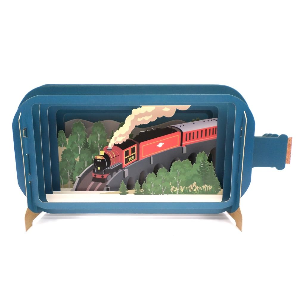 Message in A Bottle Steam Train Pop Up Any Occasion Greeting Card by Alljoy MIB139