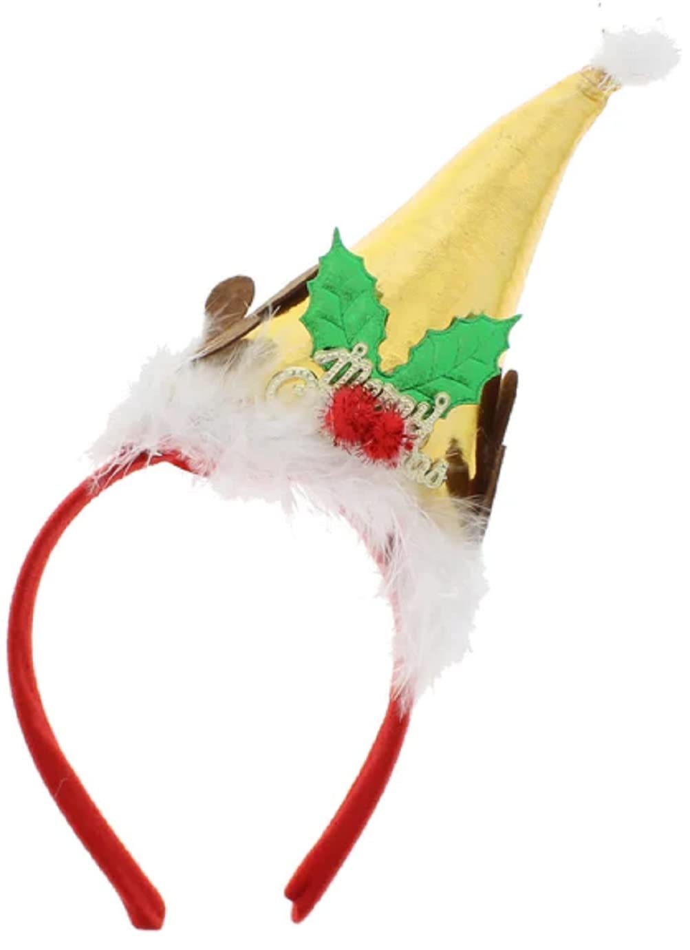 Topkids Accessories Christmas Headbands for Adults & Kids, Christmas Hats on Alice Headbands, Santa Hat Pointy, Christmas Tree, Elf, Christmas Hair Accessories Xmas Dress Hair Band (Gold Deer Hat)