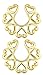 Gold Tone Vintage Hearts Clip on Non-Pierce No Pierce Fake Nipple Ring, Sold as a Pair