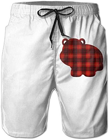 MASDUIH Men's Quick 3D Printing Dry Beach Shorts Buffalo Plaid Baby Rhino Casual Shorts