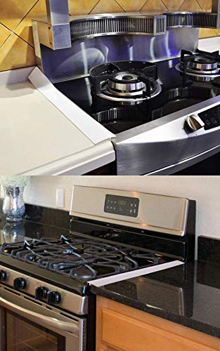 Silicone Stove Counter Gap Cover, Heat Resistant Kitchen Stove Counter Silicone Gap Filler Cover Seals Spills Between Counter Stovetop Oven Washer Dryer, 2 Pack (21 inch, White)