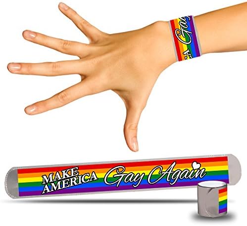 Gay Rainbow Pride Slap Bracelets (Love Trumps Hate)