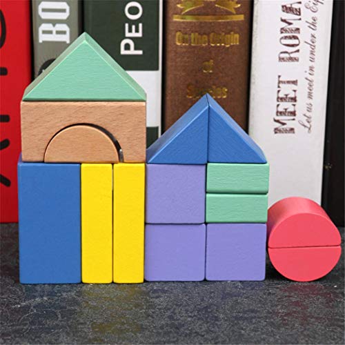 Livoty 15pcs DIY Rainbow Blocks 12pcs Cards Early Learning Baby Kids Wooden Building Block Educational Toys (Multicolor) - Thumbnail 7