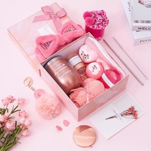 X Spring Spa Gift Set For Women, 14 Pcs Self Care Gifts, Basket With Box, Unique Birthday Ideas Set, Relaxation Bath Wife And Best Friend