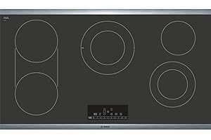 Bosch NET8668SUC 36" Electric Cooktop with 5 Elements 17 PreciseSelect Temperature Settings Automatic Shut Off Timer Bridge Element SpeedBoost Heat Indicator and Stainless Steel Frame