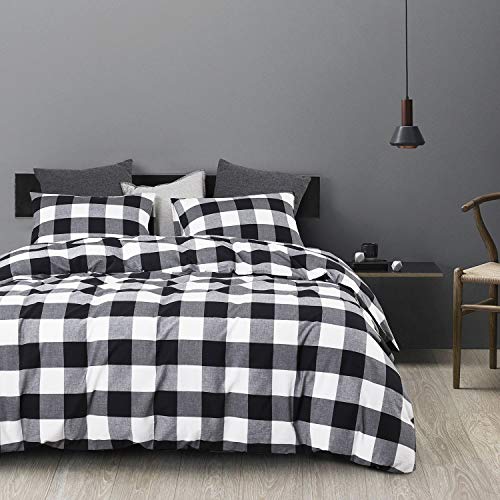 image for Wake In Cloud - Washed Cotton Duvet Cover Set, Buffalo Check Gingham P