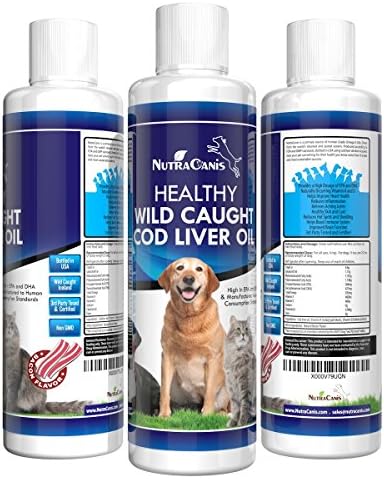Bacon Flavor Cod Liver Fish Oil for Dogs and Cats - Wild Caught Omega 3 Fish Oil For Dogs - More Nutrition Than Other Dog Fish Oil! High in EPA and DHA Vitamins A&amp;D, 16fl.oz(473ml)