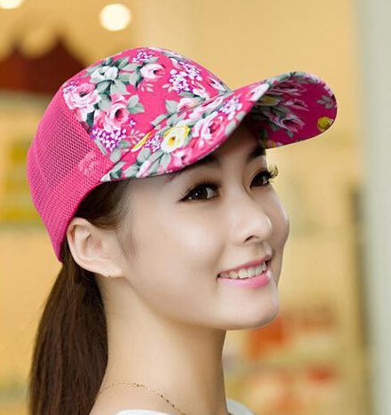 Newest trent Perforated Adjustable Sport Mesh Cap Sun Hat, Flower Floral Print Baseball Cap Golf Hats Tennis Hat for Women girls - Dark Blue