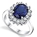Solid Sterling Silver Kate Middleton's Engagement Ring with Simulated Sapphire Blue Color Cubic Zirconia