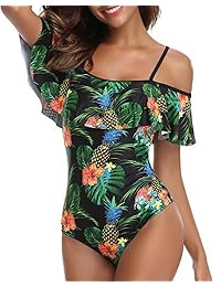 Tentame vestido de baño de dama de una pieza estampado de piña hombros bajos