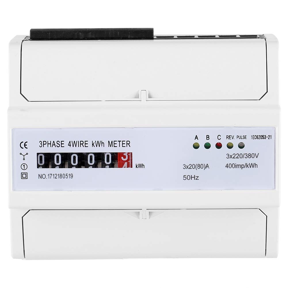 DIN-Rail Electric Meter,Electronic KWh Meter 3 Phase Din Rail Energy Meter 3 Phase Electric Meter, Digital 3-phase 4 Wire DIN-Rail 20(80) A Electronic KWh Meter
