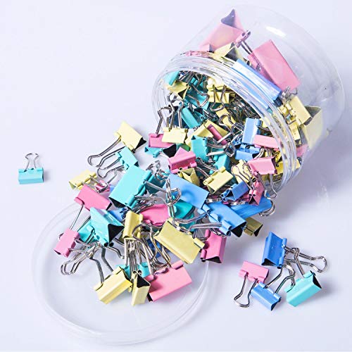 120 Pcs Binder Clips Paper Clamps Assorted 4 Sizes, Paper Binder Clips Metal Fold Back Clips with Box for Office,School and Home Supplies,Assorted Colors (Certified Refurbished)