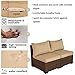 Valita 6 Pieces Patio PE Wicker Furniture Set Outdoor Brown Rattan Sectional Conversation Sofa Chair with Storage Table and Beige Cushions