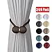 DEZENE Magnetic Curtain Tiebacks,The Most Convenient Drape Tie Backs,2 Pack Decorative Rope Holdback Holder for Big,Wide or Thick Window Drapries,16 Inch Long,Chocolate
