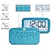 WinFong Alarm Clock, Backlight LCD Digital Alarm Clock with 3 Alarms Thermometer Calendar Large Display Smart Nightlight Soft Light Snooze, Battery Operated with USB Charger (Blue)