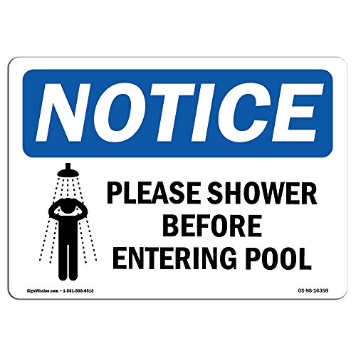 OSHA Notice Sign - Notice Please Shower Before Entering Pool | Rigid Plastic Si…