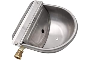 MACGOAL Stainless Steel Water Trough for Animals with Drain Plug and Connector, Automatic Float Water Bowl for Dogs Livestock