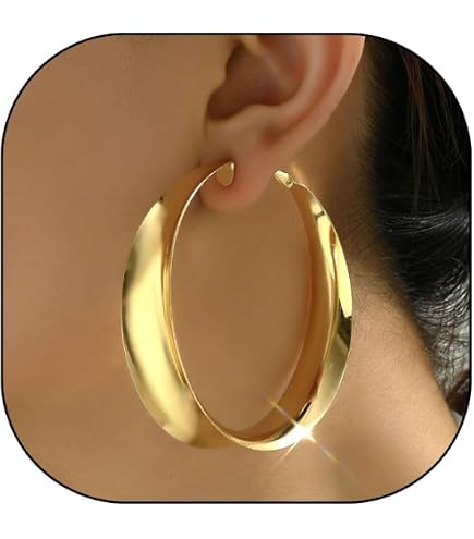 18k Gold Vermeil Large Chunky Gold Hoops ZX Simple Plain Gold
