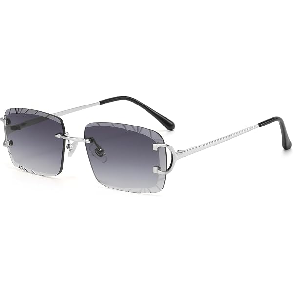 Amazon.com: Luxury Unisex Square Rimless Gem Cut Retro 90 display picture 1
