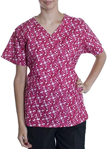 Sherly Uniforms Womens Printed Mock Wrap Top Over 20 Prints XS-3X