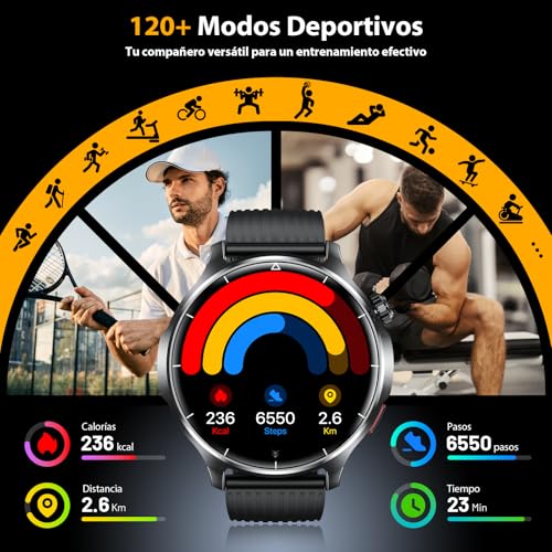 SLOKSFil Reloj Inteligente Hombre Militar con Bluetooth Llamada, 1000mAh Smartwatch Hombre con 1,52" HD/110+ Modos Deportes/24/7 Pulsómetro/Sueño/IP68 Impermeable/Podómetro Android iOS (Silica)