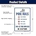Pool Rules Sign, No Diving No Running No Food No Glass, 10x14 Inches, Rust Free .040 Aluminum, Fade Resistant, Made in USA