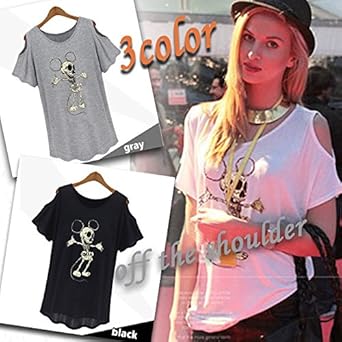 Amazon ｓ オフホワイト ドルマン Tシャツ レディース 半袖 肩あき