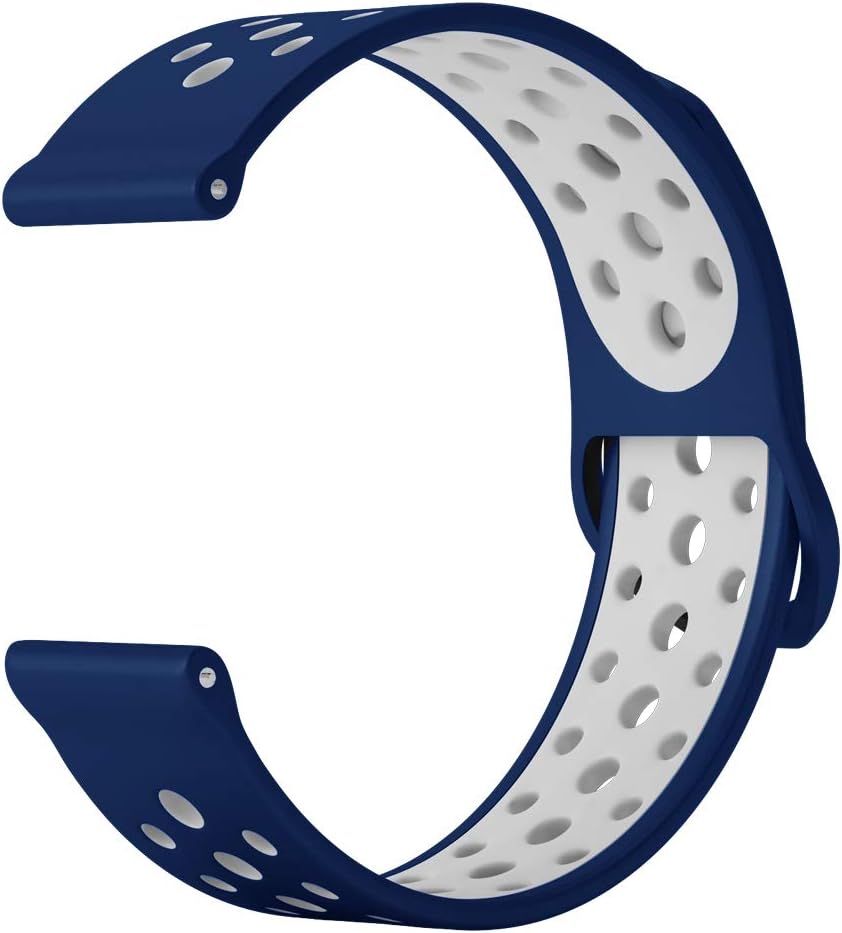 20mm Breathable Silicone Band Replacement Compatible with Garmin Vivoactive 3 Music Samsung Gear Sport Ticwatch 2/E Amazfit Bip Garmin Forerunner 645/Music Fossil Q Control