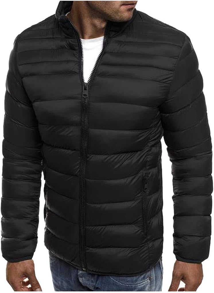 TIFENNY Men's Fashion Long Sleeve Outcoat Autumn Winter Zipper Warm Down Jacket Packable Light Coats