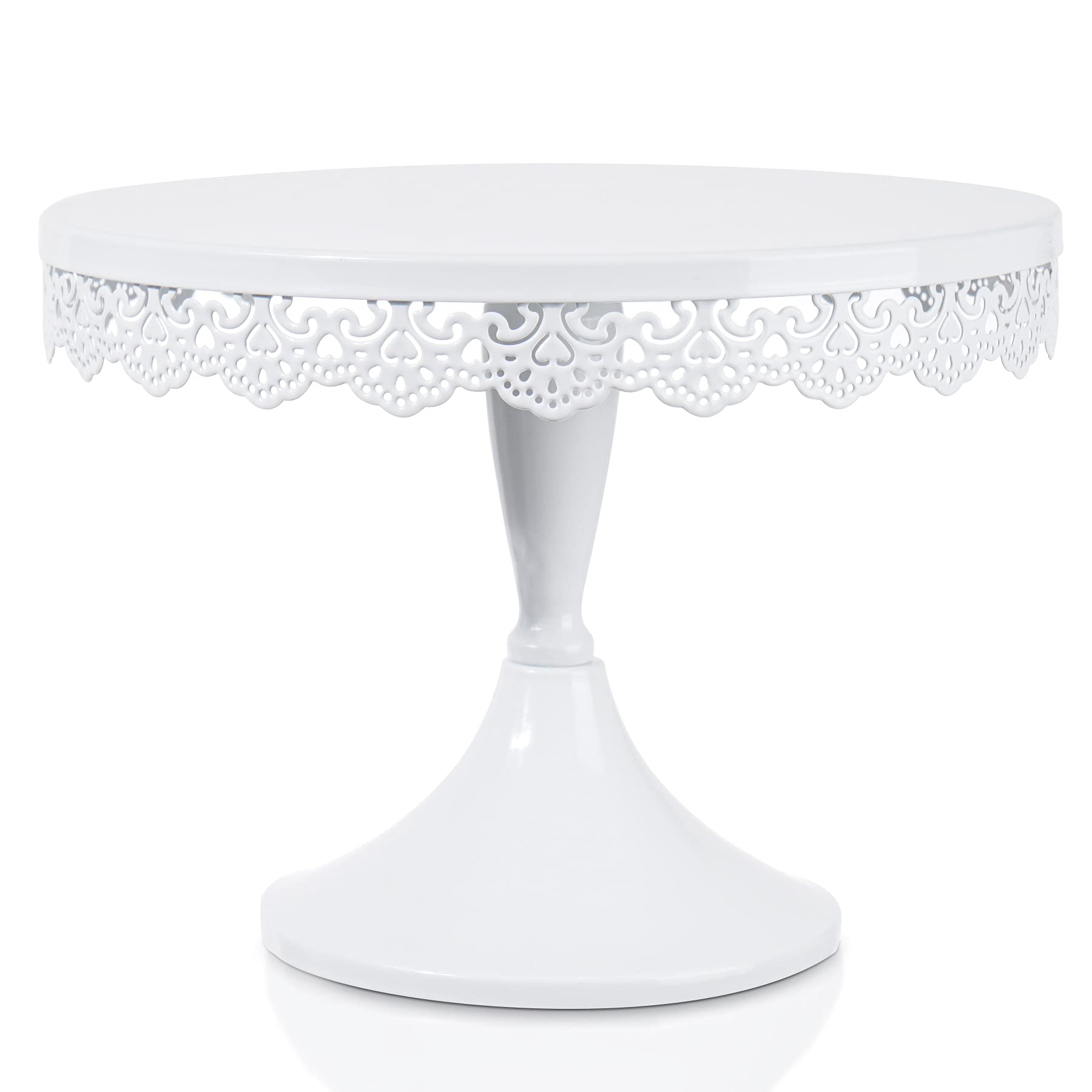 Photo 1 of TRSPCWR White Cake Stand 10in, Metal Floral Dessert Display with Rust-Resistant Coating, Easy-Assembly Cupcake Holder for Wedding, Birthday, Party Decor