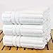 Bare Cotton Luxury Hotel & Spa Towel, 100% Genuine Turkish Cotton Hand Towels, Striped, White, Set of 6