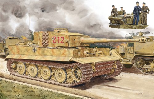 Dragon Models Pz.Kpfw.VI Ausf.E Tiger I Late Production with Zimmerit Military Land Vehicle Model Building Kit, 1/72 Scale