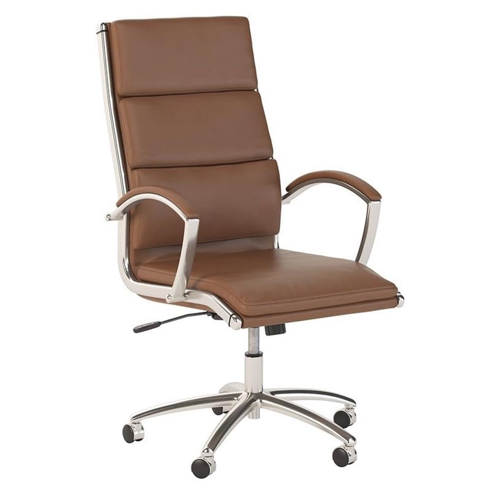 Photo 1 of *****************Lever is broken and missing parts********
Bush Business Furniture Studio C High Back Leather Executive Office Chair in Saddle Tan