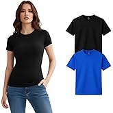 Women’s 100% Cotton T-Shirt, Crew Neck Soft Premium Regular Fit Tee, Plain Short Sleeve Comfort Fit Tees for Women