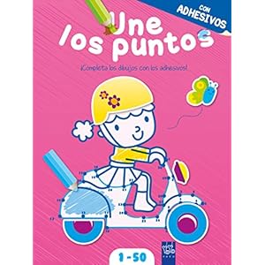 Une los puntos con adhesivos. Rosa