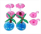 Mingge Inflatable Pool Drink Holder - Each 2 pcs Flamingo , Red Umbrella, Palm Tree Cup Holder Float (Set of 6)