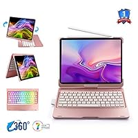 Bosixty iPad Pro 11 Case with Keyboard 2018, 360 Rotation 7 Color Backlit 11 inch iPad Pro Keyboard Case with Pencil Holder(Rose Gold)