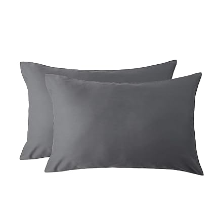 Bedsure Bamboo Pillowcases Set Of 2 Grey Standard Size 50x75cm