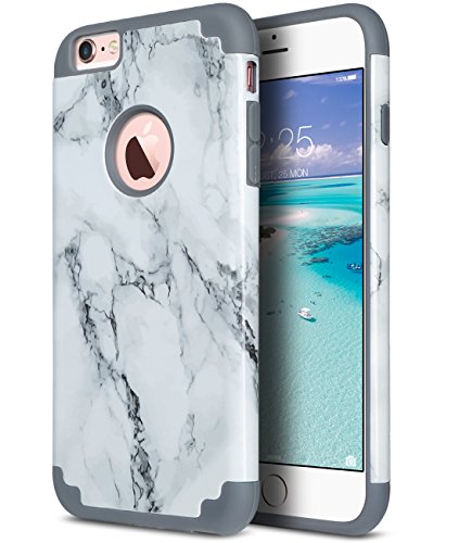 ULAK iPhone 6 Plus Case, iPhone 6S Plus Case, Slim Dual Layer Soft Silicone and Hard Back Cover Anti Scratches Bumper Protective Cover for Apple iPhone 6 Plus / 6S Plus 5.5 inch (Marble Pattern)