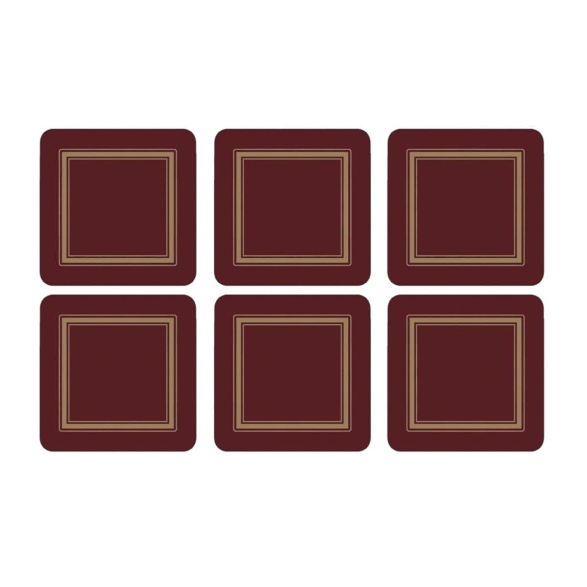 Pimpernel Set of 6 Coasters - Classic Burgundy Color, Cork-Backed Drink Coasters with Heat Resistance and Stain Protection, Suitable for Tea, Coffee, and Everyday Use, 10.5 x 10.5cm