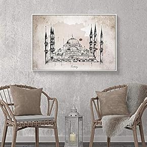 Framed Canvas Wall Art for Living Room, Bedroom Taj Mahal Sketch Canvas Prints for Home Decoration Ready to Hang - 16x24 inches