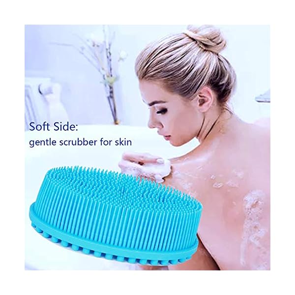 Silicone-Body-Brush-Soft-Body-Scrubber-Shower-Brush-Exfoliating-Cleaning-Brush-Comfortable-Face-Skin-Massage-Tool-Blue Silicone Body Brush, Soft Body Scrubber Shower Brush Exfoliating Cleaning Brush, Comfortable Face Skin Massage Tool…