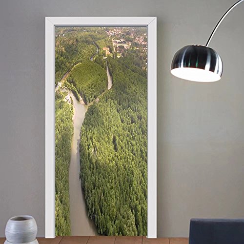 Carolyn J Morin Custom Made 3d Door Wall Mural Wallpaper Aerial View Of Mangrove Borneo Tropical Forest At Kenabenua River Labuan Malaysia For Room Decor 30x79 Buy Online In Brunei At Brunei Desertcart Com