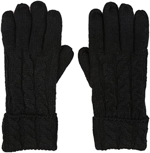 Women's Cable Knitted Wool Blend Winter Gloves with Fleece Lined