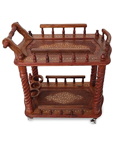 Artesia Juniper Cyprus Sheesham Wood Kitchen Serving Trolley